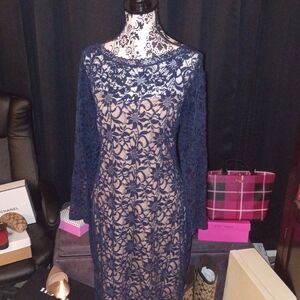 Navy Lace Long Sleeve Dress